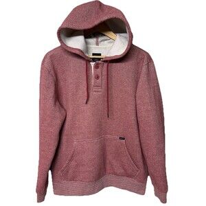 RVCA Vista Hooded Sweatshirt Henley Style Kangaroo Pocket Front Pink Men M EUC